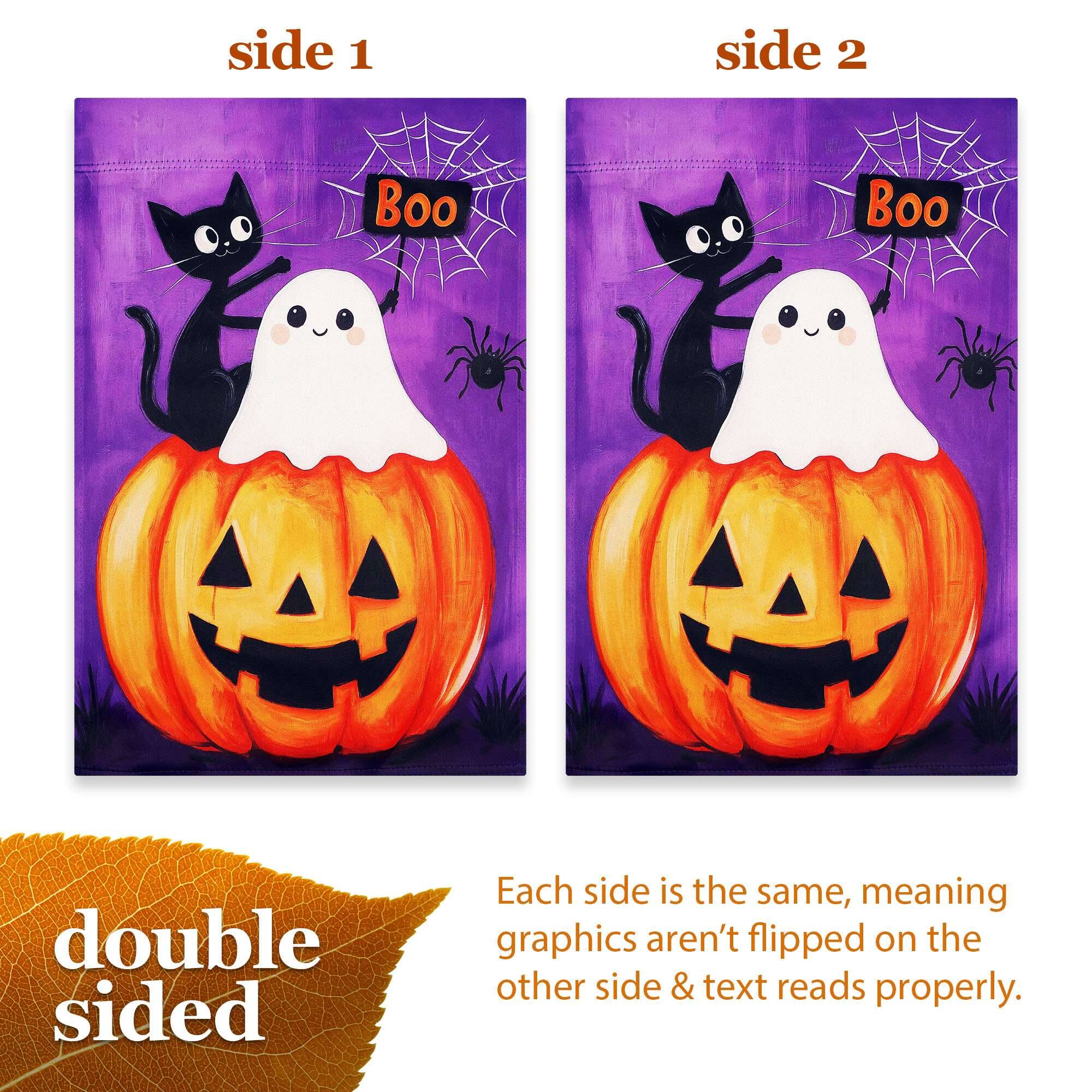 side 1  
side 2  
Boo  
Boo  
double sided  
Each side is the same, meaning graphics aren't flipped on the other side & text reads properly.