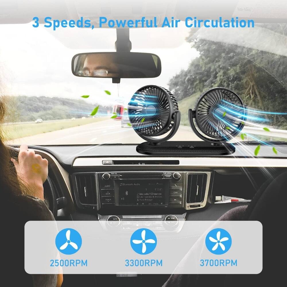3 Speeds, Powerful Air Circulation

2500RPM 3300RPM 3700RPM