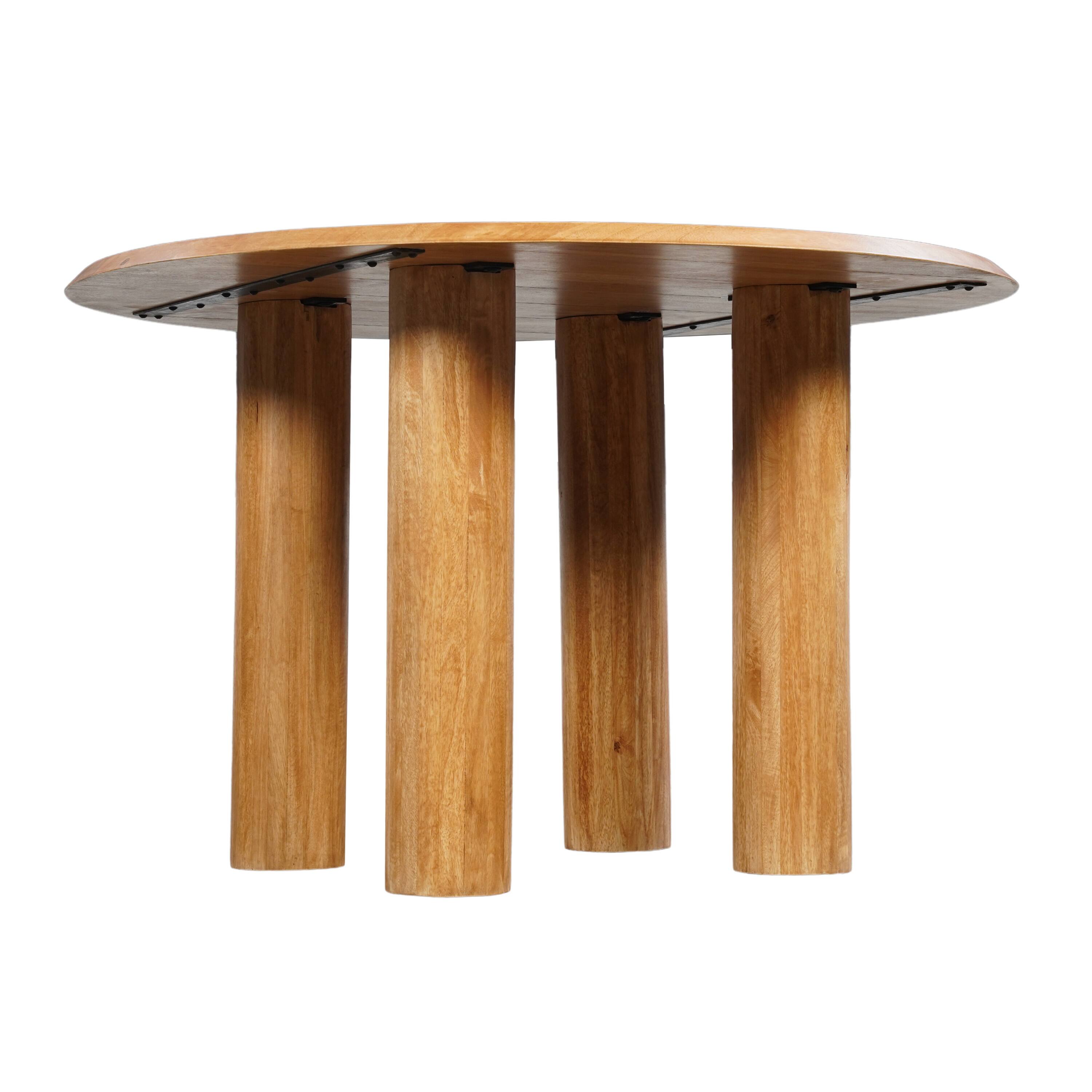 Alt View 1. Manhattan Lane - Dining Table, 48 Inch Round Top, 4 Column Pillar Legs - Natural Brown.