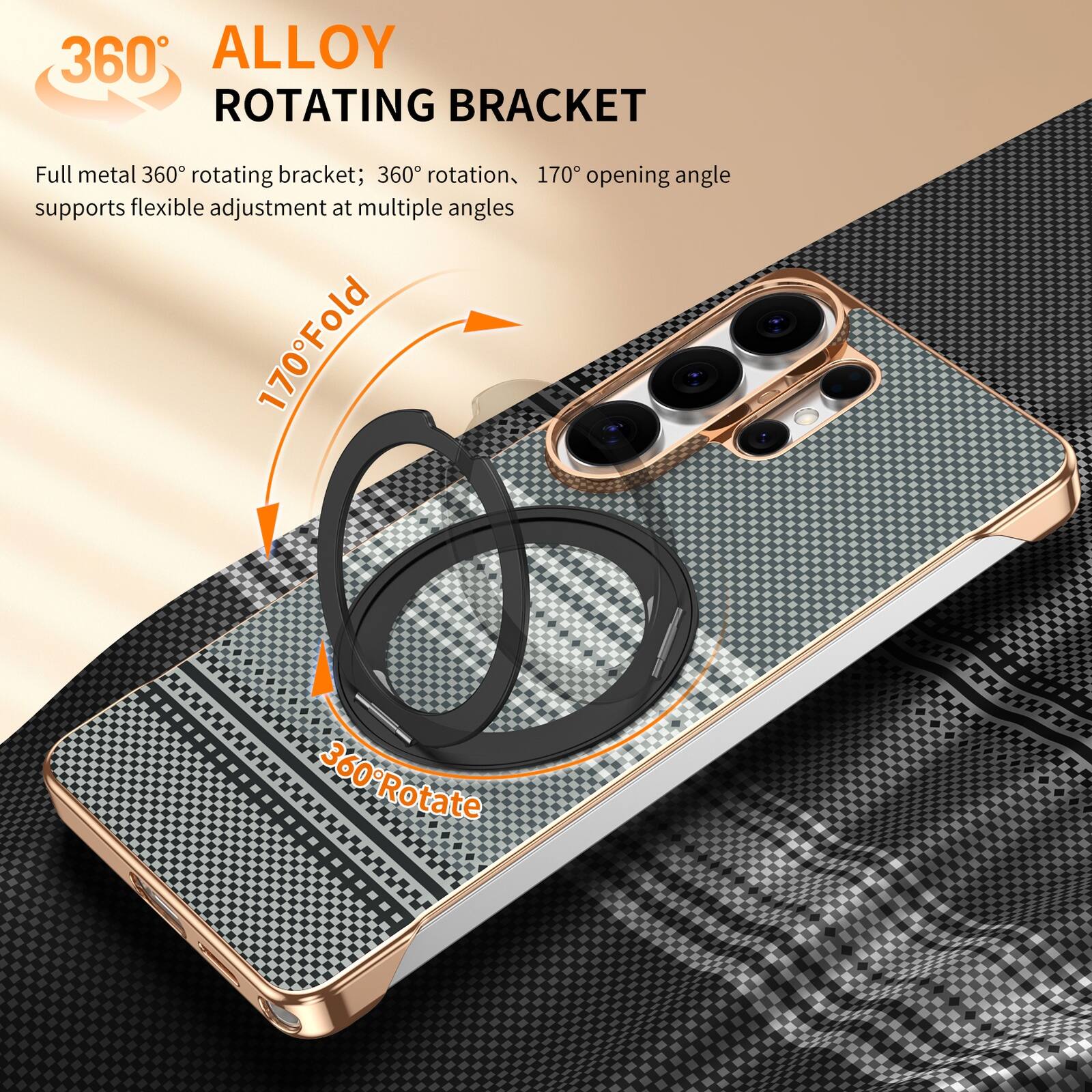 360° ALLOY ROTATING BRACKET

Full metal 360° rotating bracket; 360° rotation, 170° opening angle supports flexible adjustment at multiple angles

170° Fold
360° Rotate