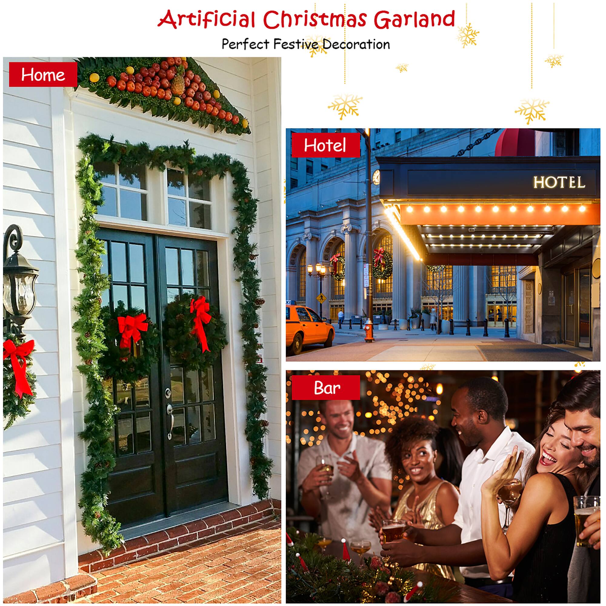 Artificial Christmas Garland Perfect Festive Decoration Home Hotel Bar