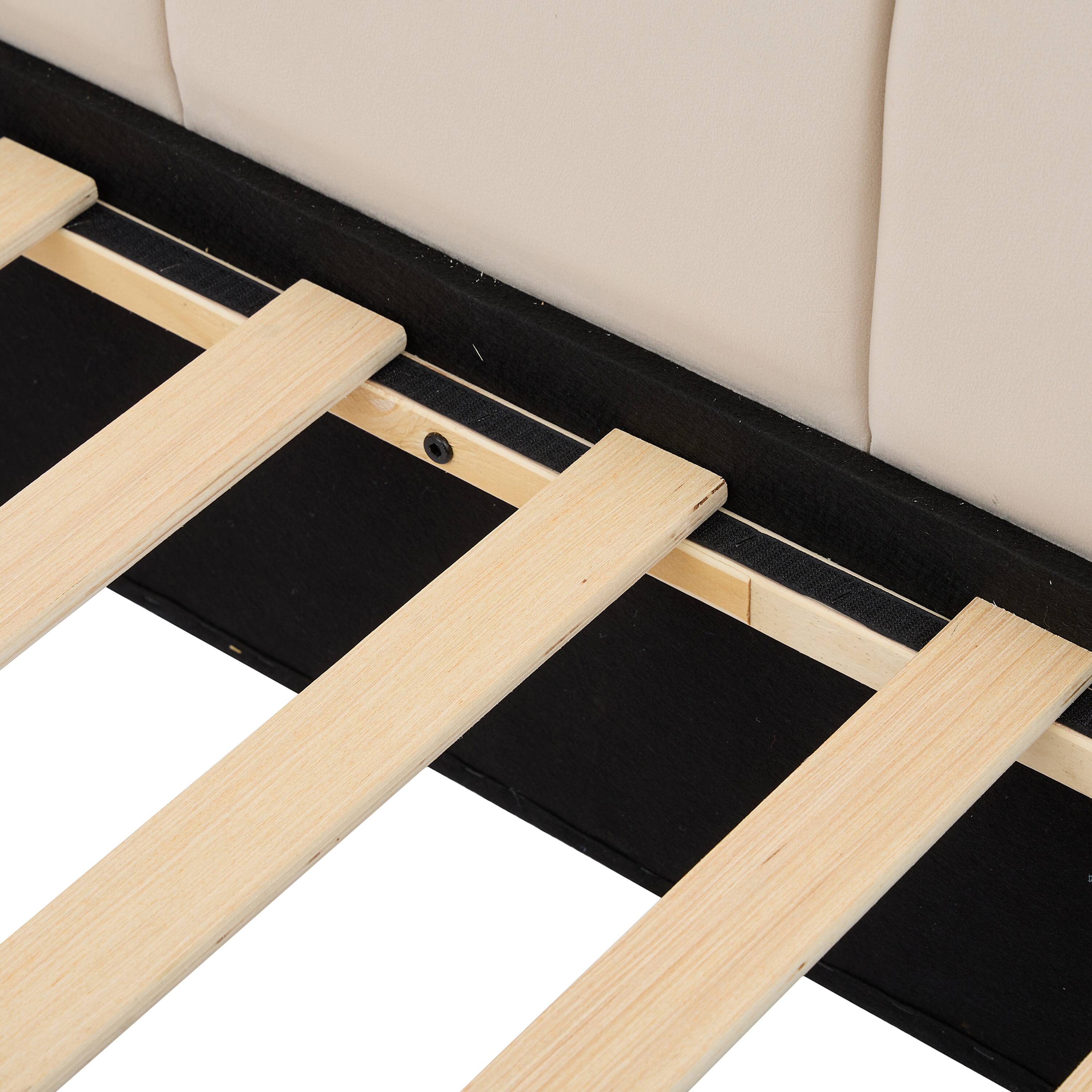 Alt View 2. Tiramisubest - Full Size Upholstered Daybed with 2 Drawers, Velvet Sofabed with Soft Fabric Headboard, No Box-spring Needed, Beige - Beige.