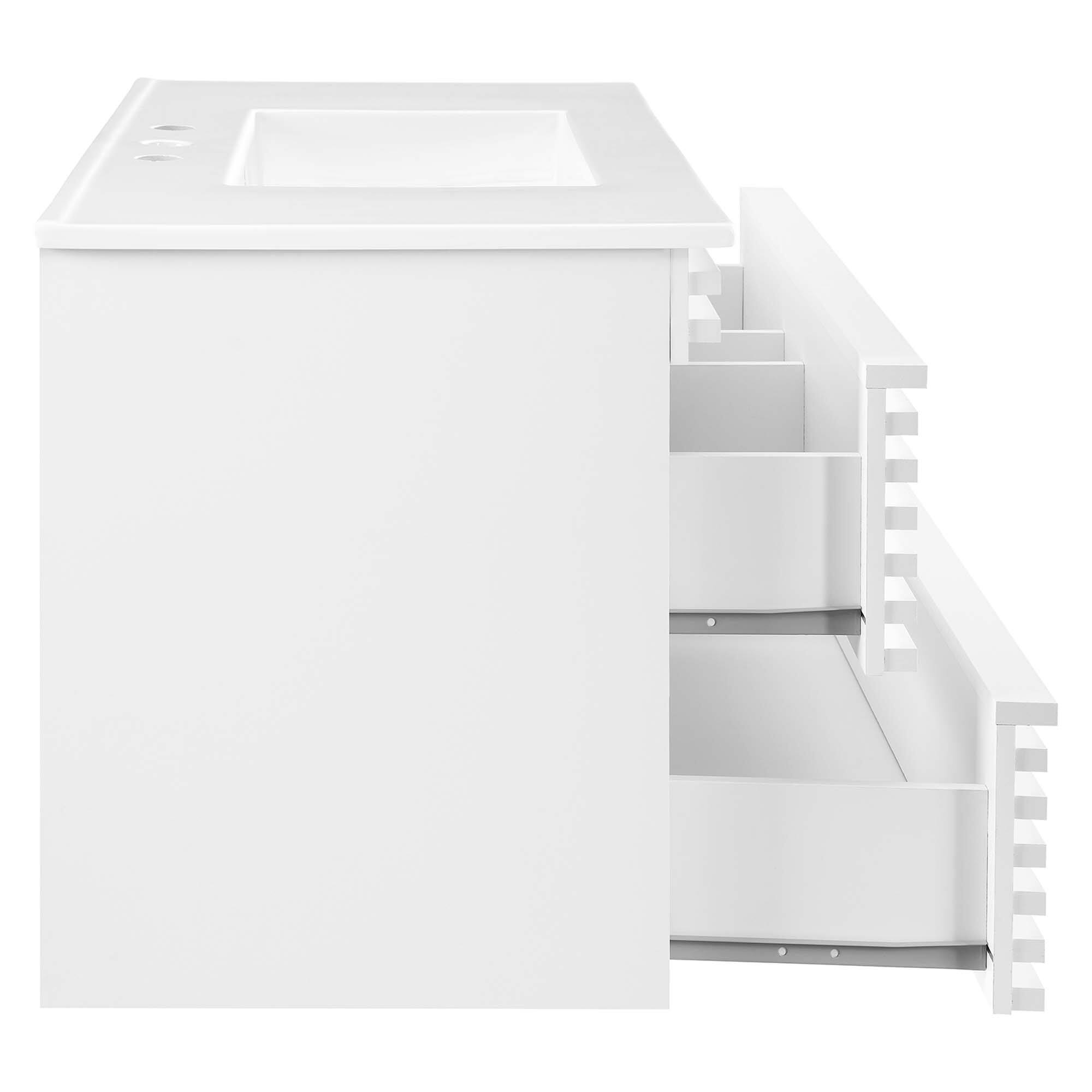 Alt View 2. Modway - Render Wall-Mount Bathroom Vanity with White Basin Included - White White.