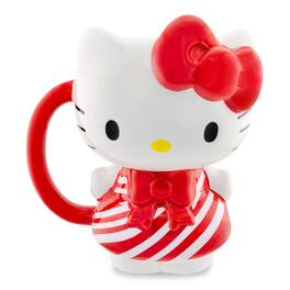 Silver Buffalo - Sanrio Hello Kitty Candy Cane Dress 3D Sculpted Ceramic Mug | Holds 20 Ounces - Red
