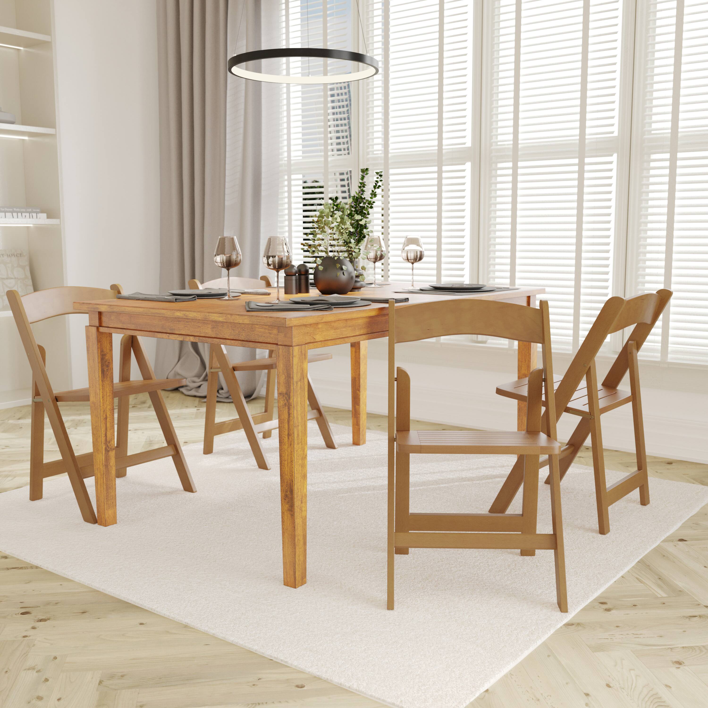 Alt View 2. Emma + Oliver - Magill Set of 2 Solid Wood Foldable Dining Chairs - Oak.