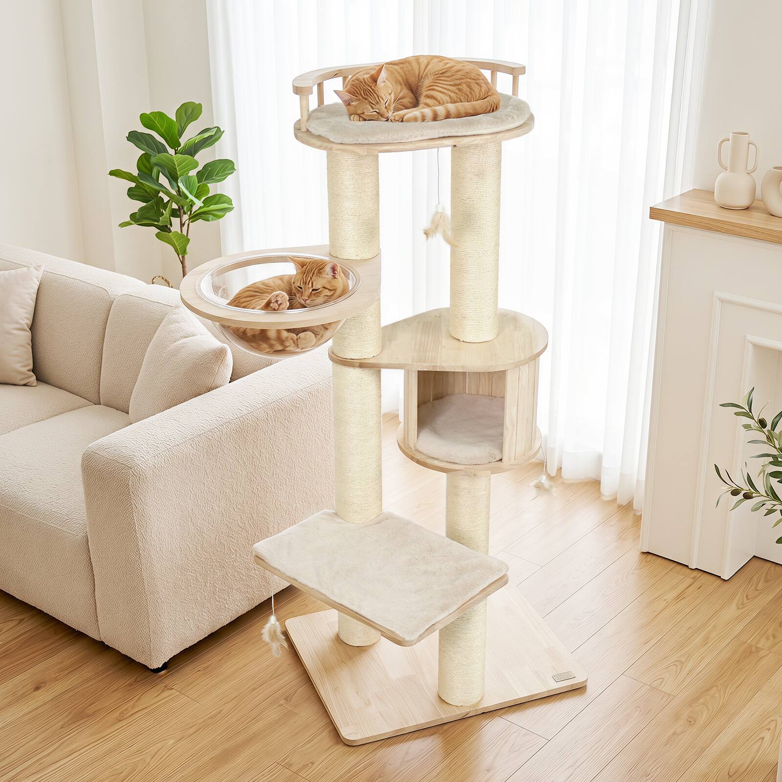 Alt View 3. Gymax - Gymax Cat Tree Multi-level Cat Climbing Tower w/Top Perch & Condo Space Capsule Beige - Beige.