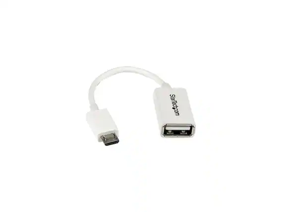 Front. StarTech.com - StarTech.com 5in White Micro USB to USB OTG Host Adapter M/F.