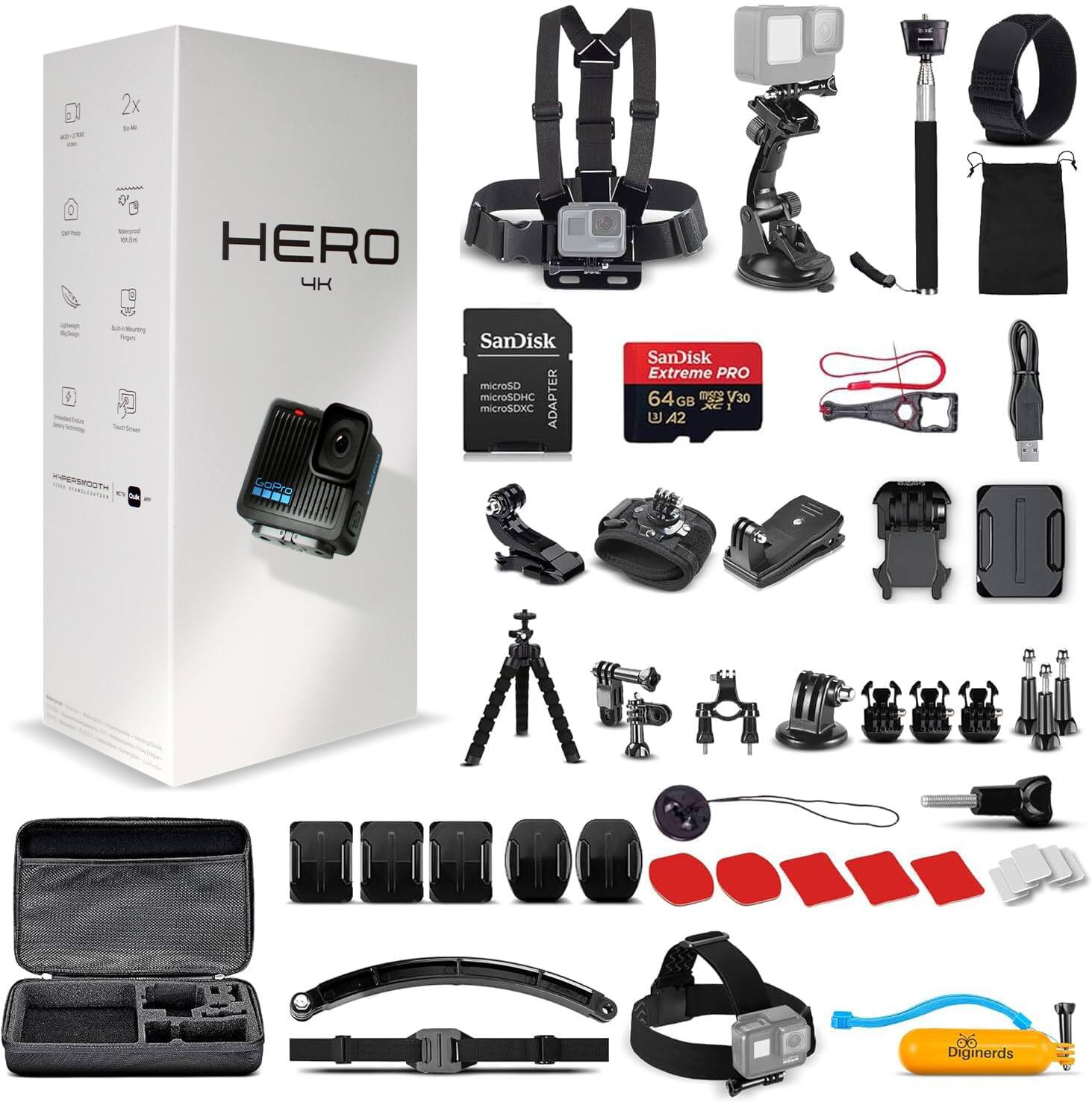 GoPro - Go Pro HERO Compact - Waterproof Action Camera 50 In 1 Accessory Bundle + More