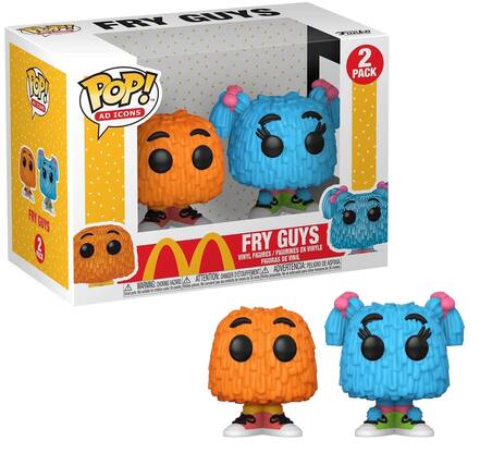 **FRY GUYS**
**POP! AD ICONS**
**2 PACK**
**VINYL FIGURES / FIGURINES EN VINYLE / FIGURAS DE VINIL**
**WARNING: CHOKING HAZARD - Small parts. Not for children under 3 years.**
**ATTENTION: DANGER DE NOUFFEMENT - Petites pièces. Ne convient pas aux enfants de moins de 3 ans.**
**ADVERTENCIA: PEQUEÑOS PIEZAS - PELIGRO DE ASFIXIA - No es adecuado para niños menores de 3 años.**
**FRY GUYS**