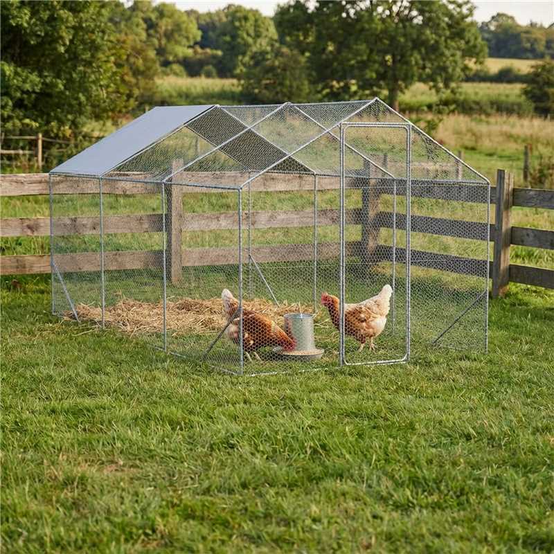 Front. Loheer - Spacious 19.7 x 9.8 x 6.6 ft Metal Chicken Coop Walk In Poultry Pen for Backyard Farm Outdoor Use.