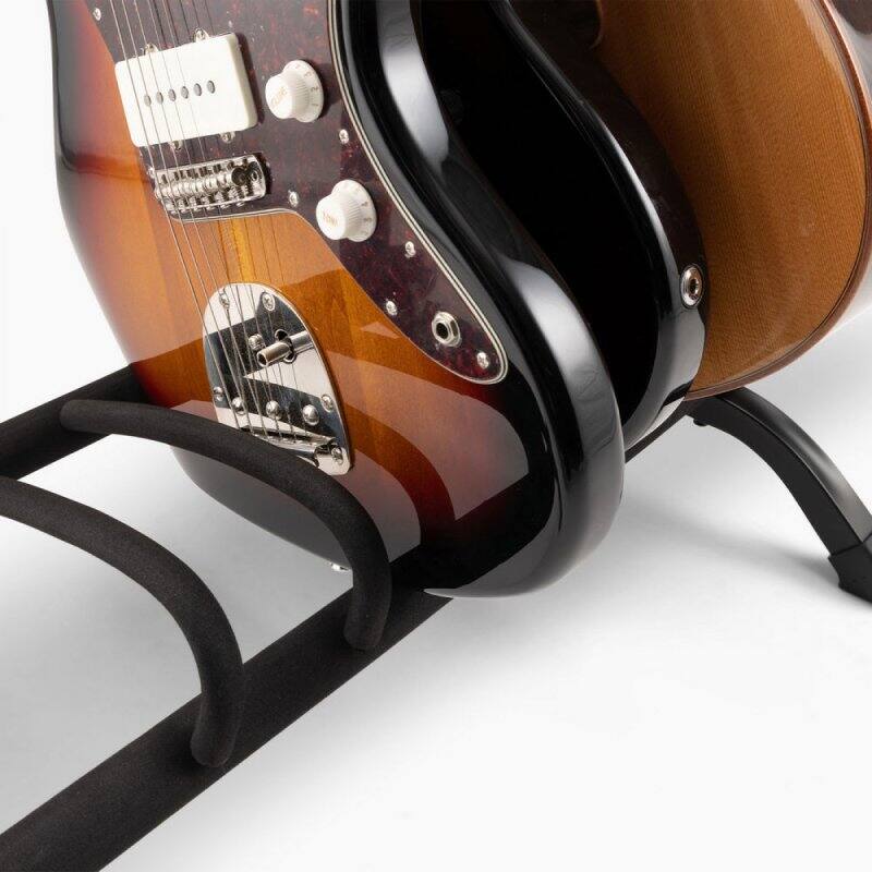Back. On Stage Stands - On-Stage GS7561 Five-Space Foldable Multi-Guitar Rack (Storage and Display for 5 Acoustic, Electric, and Bass Guitars, - Black.
