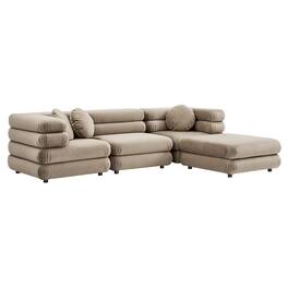 Jubilee 4-Piece Modular Performance Velvet Sectional Sofa by Modway - Taupe