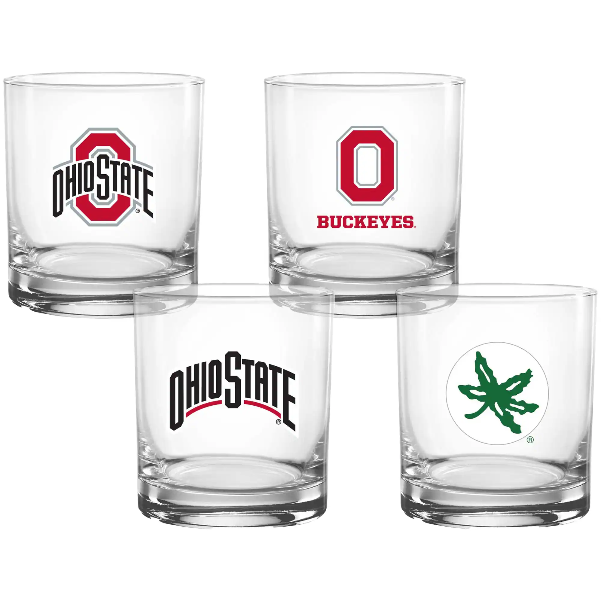Indigo Falls - Ohio State Buckeyes 14oz. Collector's Rocks Glass Four-Piece Set - Multicolor
