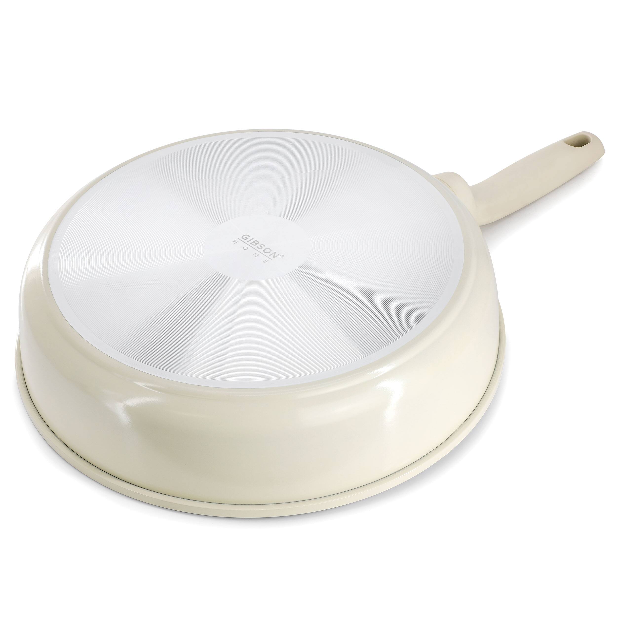 Alt View 3. Gibson - Gibson Home Barnsdall 11 Inch 4 Quart Ceramic Nonstick Alimunium Saute Pan with Lid in Cream - White.