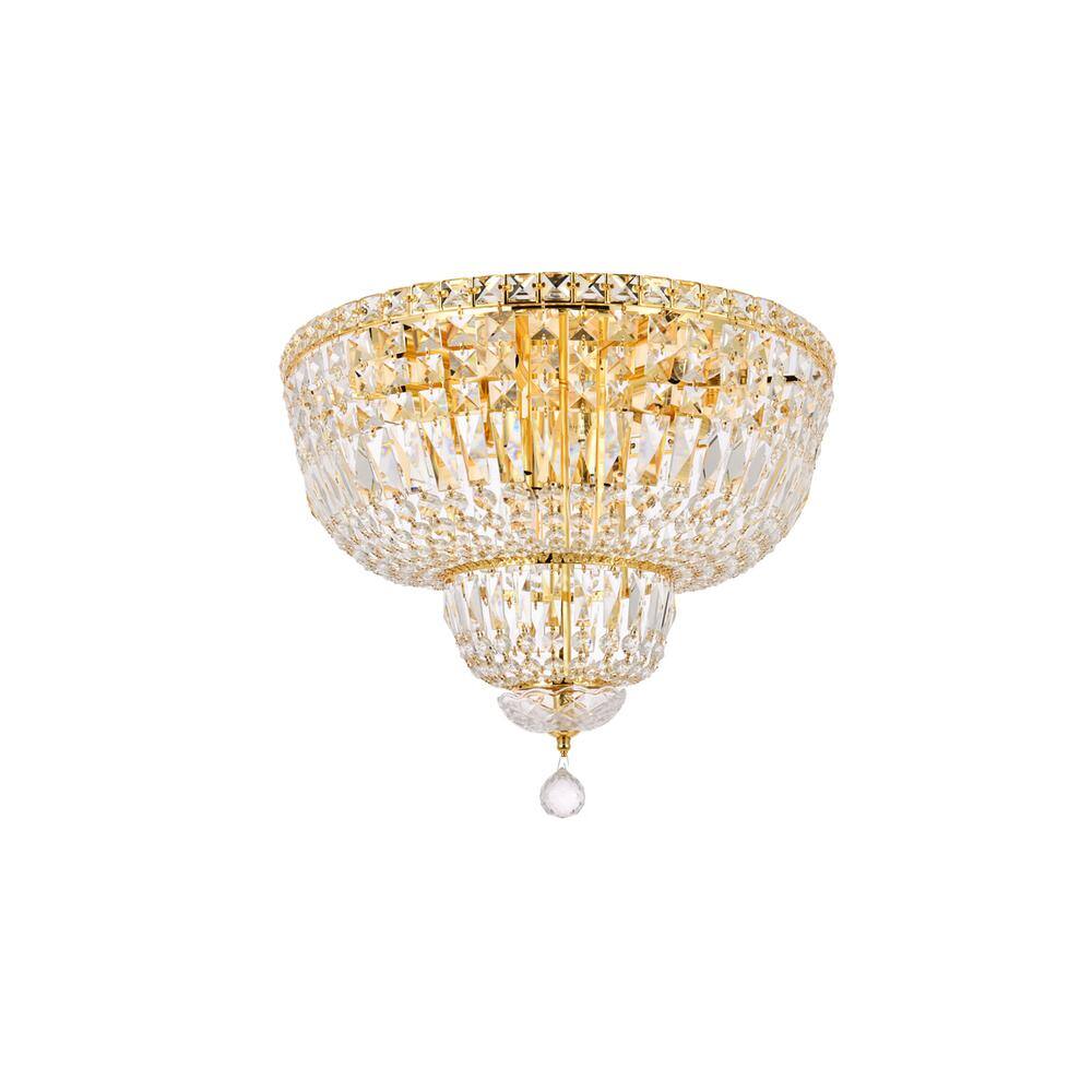 Alt View 1. Elegant Lighting - Tranquil 10 light Gold Flush Mount Clear Royal Cut Crystal - Gold.