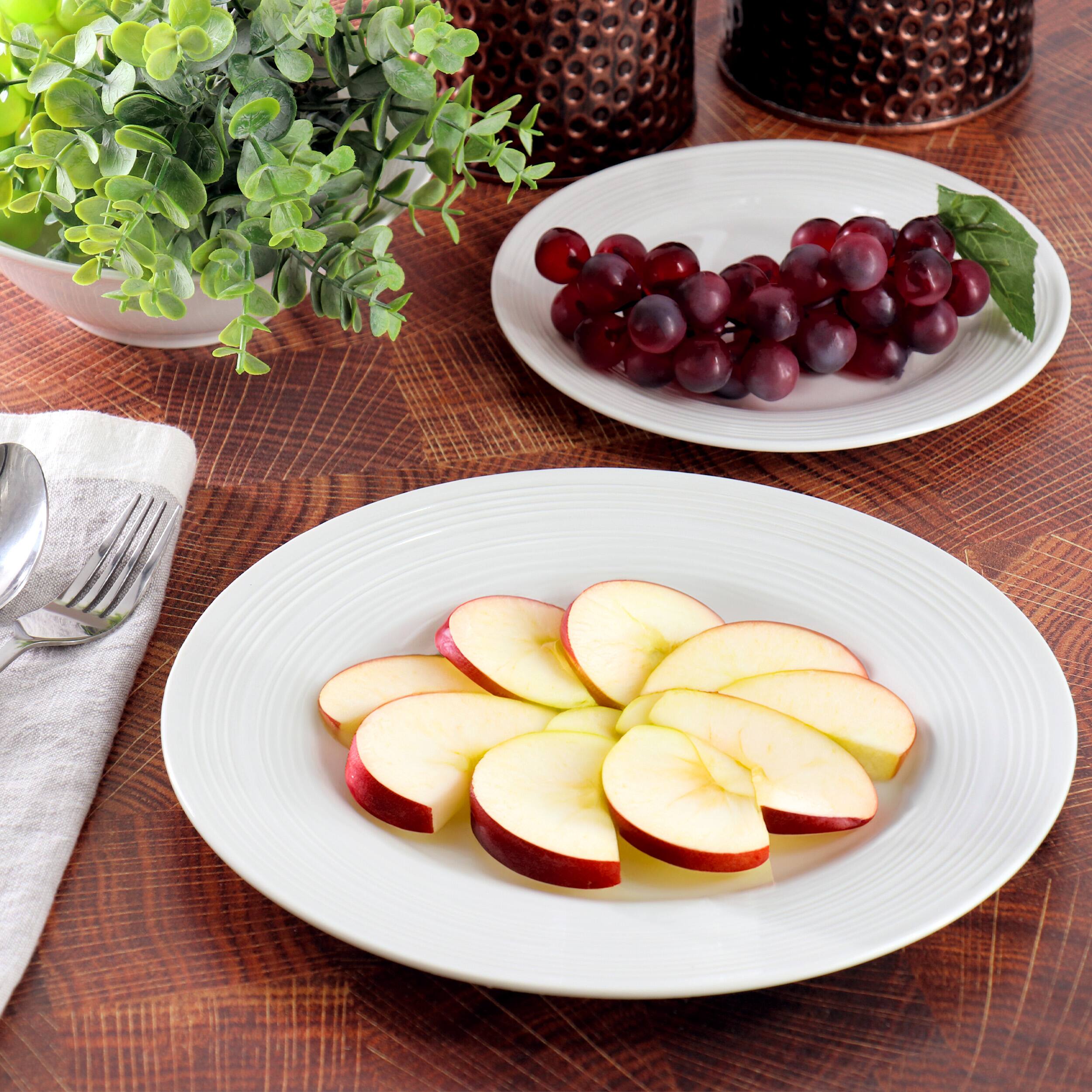 Alt View 4. Gibson - Gibson Home Everyday Embossed 12 Piece Round Ceramic Dinnerware Set in White - White.