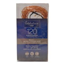Celebrations - 120-Count 20 ft LED Micro Light Set with Remote & Hanging Clips, Indoor/Outdoor, Corded Electric - Copper