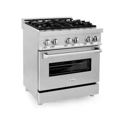 Front. ZLINE - ZLINE 30 in. Legacy Dual Fuel Range w/ 4 Burner Cooktop & Electric Oven w/ Satin Steel Door (RA-SN-30) - Stainless Steel.