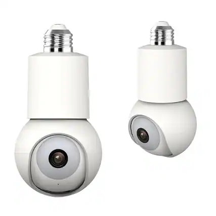 Front. eco4life - Wi-Fi 2K 1440p Smart PTZ Light Bulb Security Camera SC-RIPC-2006 - White.