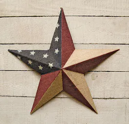 BreeBe - Burlap Americana Star 18" - Multicolor
