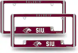 Rico Industries - Southern Illinois NCAA Salukis (Set of 2) Chrome Metal License Plate Frames with Bold Full Frame Design - Multi