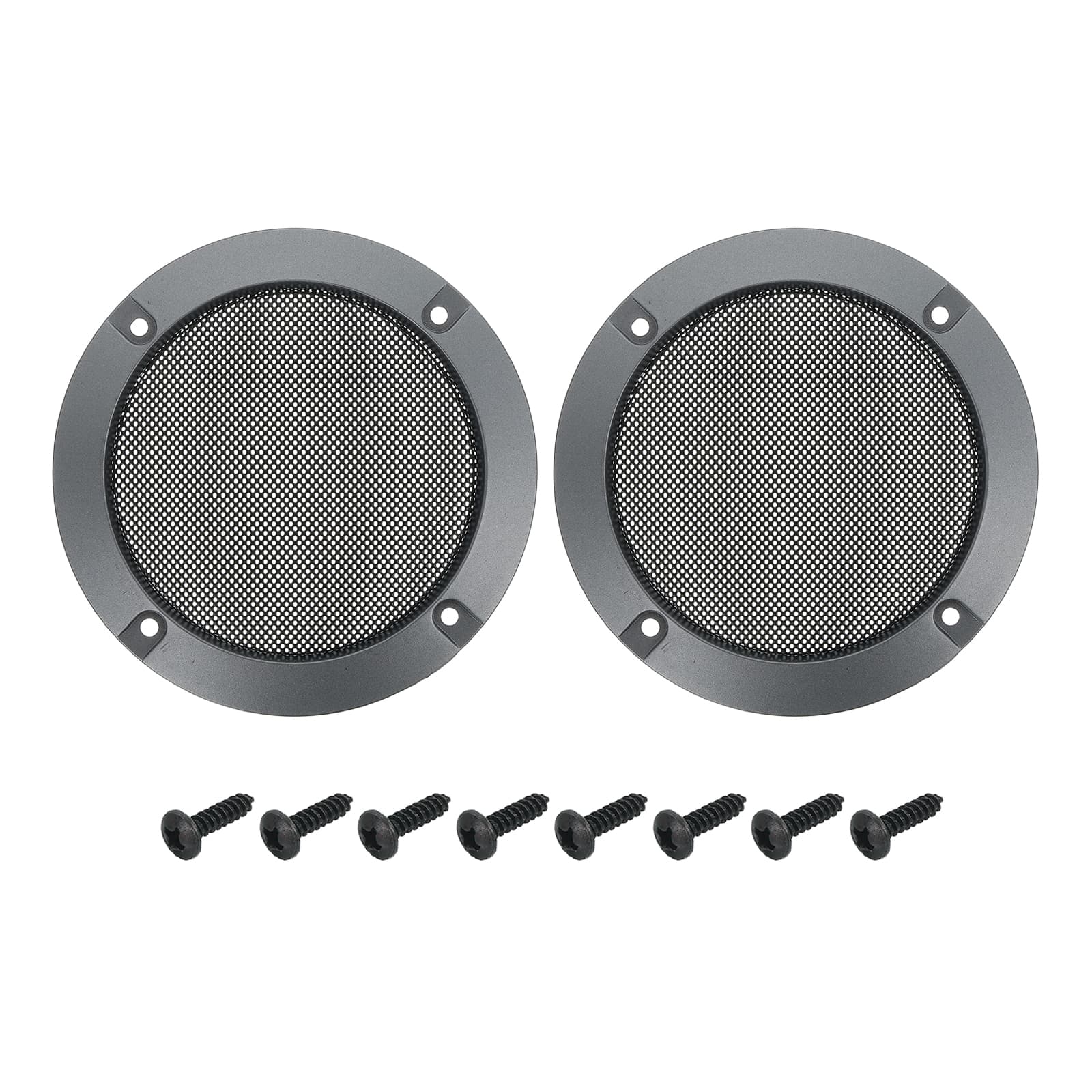Unique Bargains - 2pcs Speaker Grill Mesh Metal Woofer Guard Protector ABS Frame with Screws for Home Audio Car Speaker - Black Iron Gray
