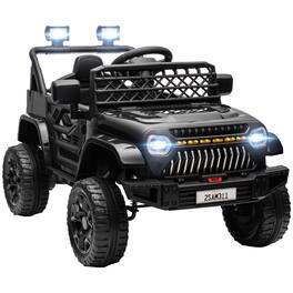 Ropilly - 12V Kids Electric Car Battery Powered UTV with Remote Control Black