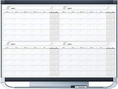 Quartet - Prestige Magnetic Total Erase Calendar Whiteboard, Graphite Frame, 4' x 3' (4MCP43P2)
