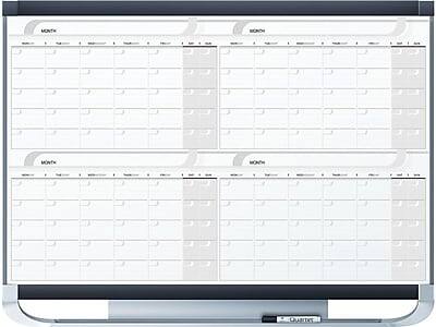 Front. Quartet - Quartet Prestige Magnetic Total Erase Calendar Whiteboard, Graphite Frame, 4' x 3' (4MCP43P2).