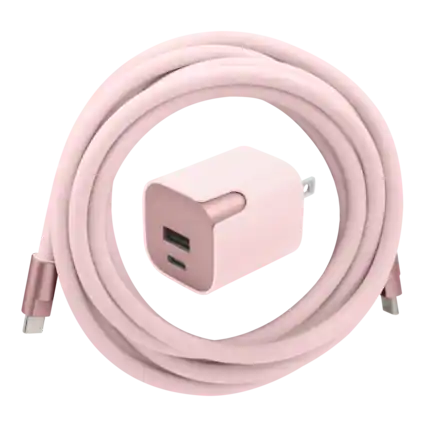 Front. Helix - GripCord 30W USB Wall Charger with USB-C Cable - Blush.