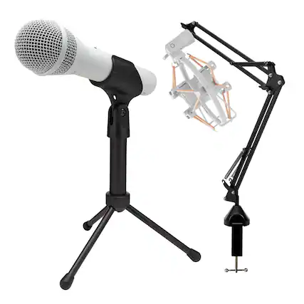 Front. Samson - Samson Q2U USB and XLR White Microphone and Focus Pro Audio Shock Mount Bundle.