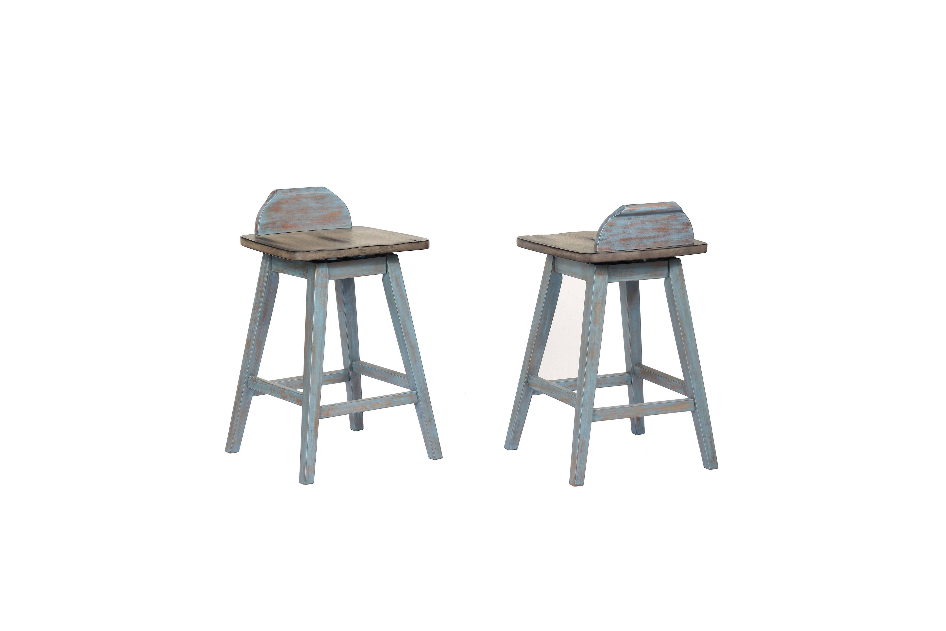 Kings Brand Furniture Set of 2 Swivel Counter Stools Distressed Gray ...