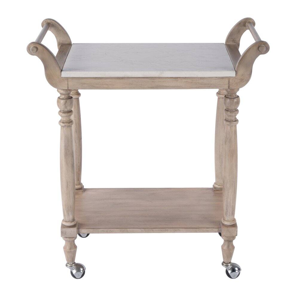 Back. Butler Specialty - Danielle Marble Bar Cart - Tan/Beige.