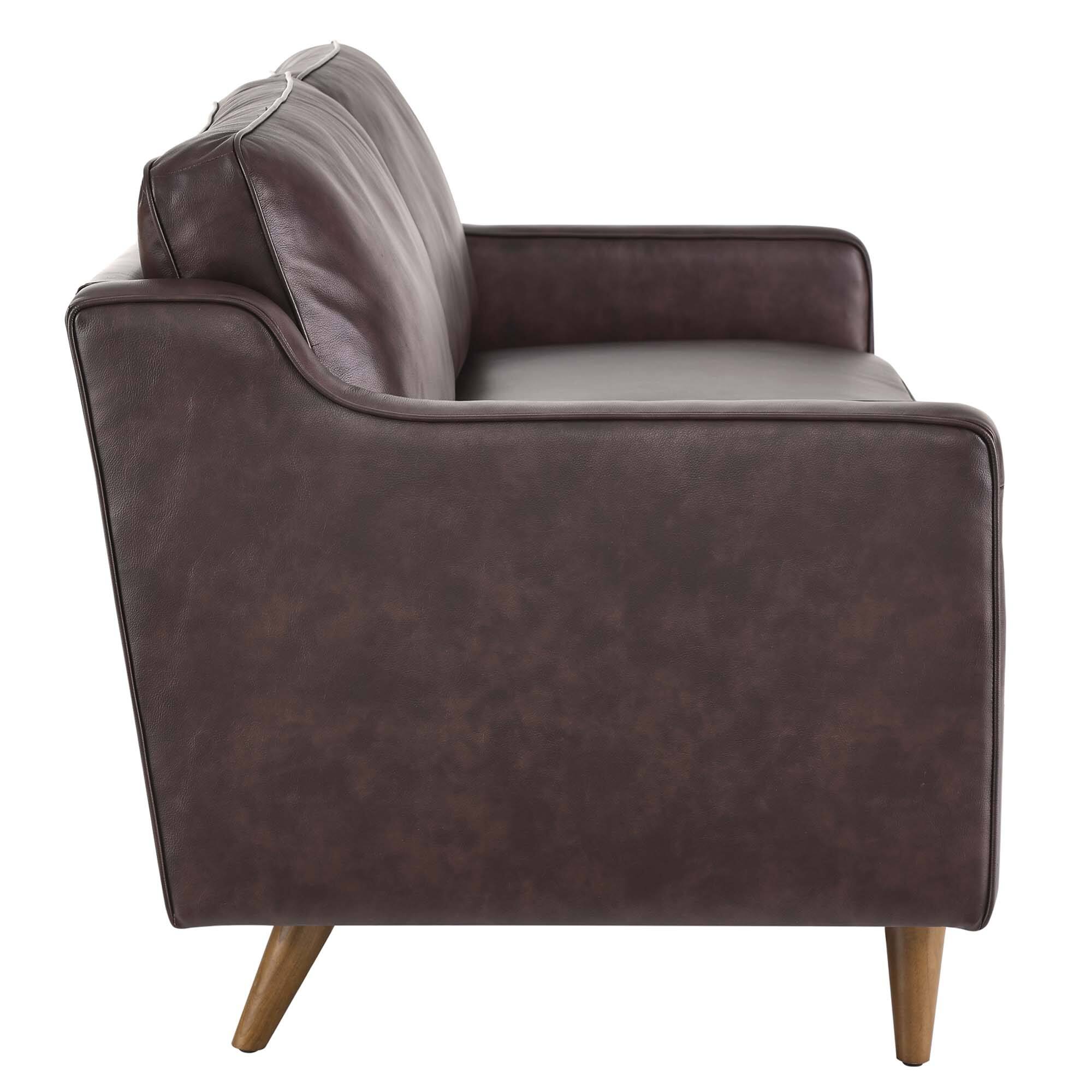 Back. Modway - Impart Genuine Leather Sofa by Modway - Brown.