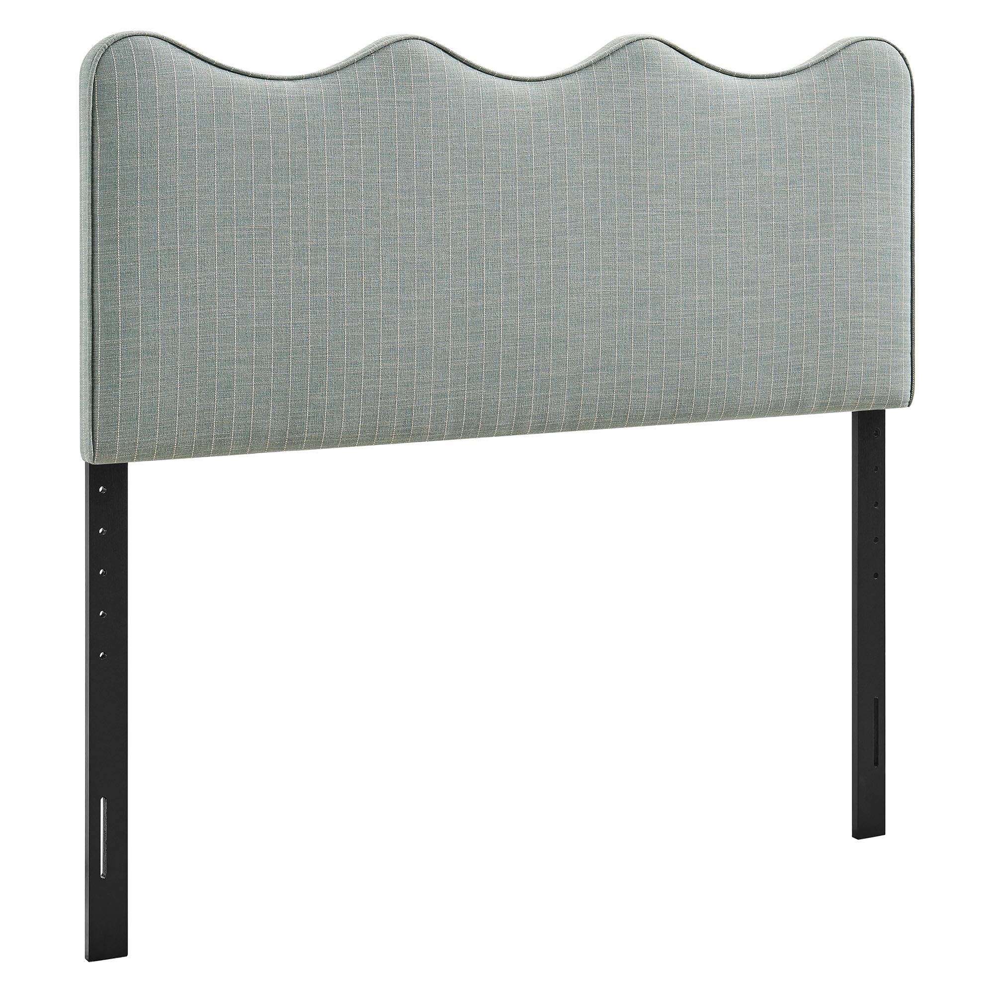 Angle. Modway - Athena Striped Fabric Upholstered Headboard by Modway - Spa Blue Stripe.
