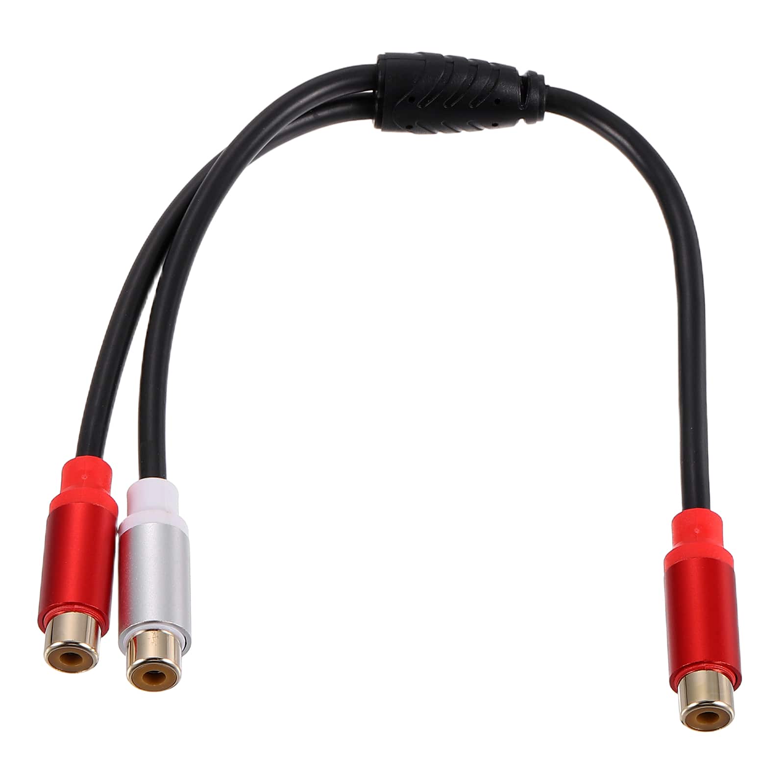 Unique Bargains - 1ft RCA Splitter Cable 1 RCA Female to 2 RCA Female Y Adapter Stereo Audio for Subwoofer Amplifier - Black