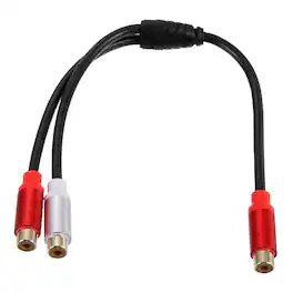 Unique Bargains - 1ft RCA Splitter Cable 1 RCA Female to 2 RCA Female Y Adapter Stereo Audio for Subwoofer Amplifier - Black