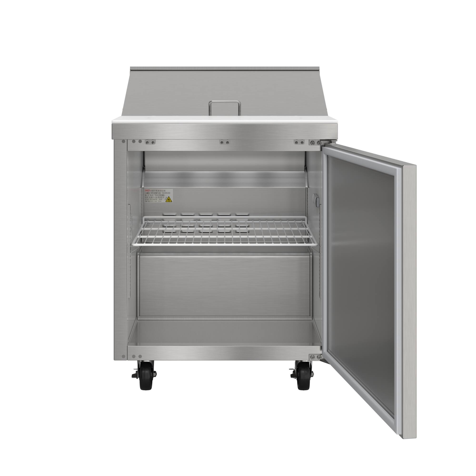 Alt View 4. Koolmore - 27 in. Commercial 1-Door Refrigerated Salad and Sandwich Prep Table, 8 Pan Capacity and 8 Cu. Ft. of Storage - Stainless steel.