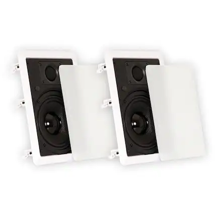 Front. Theater Solutions by Goldwood - TS65W in Wall 6.5" Speakers Surround Sound Home Theater Pair, - Paintable White.