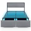 Front. Gymax - Gymax Full Size Bed Frame w/ 2 Storage Drawers LED Lights Slats Support Modern - Gray.