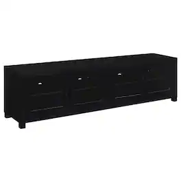 FurniFact - Black engineered wood TV stand, 4 doors, modern design,, durable materials - Brown