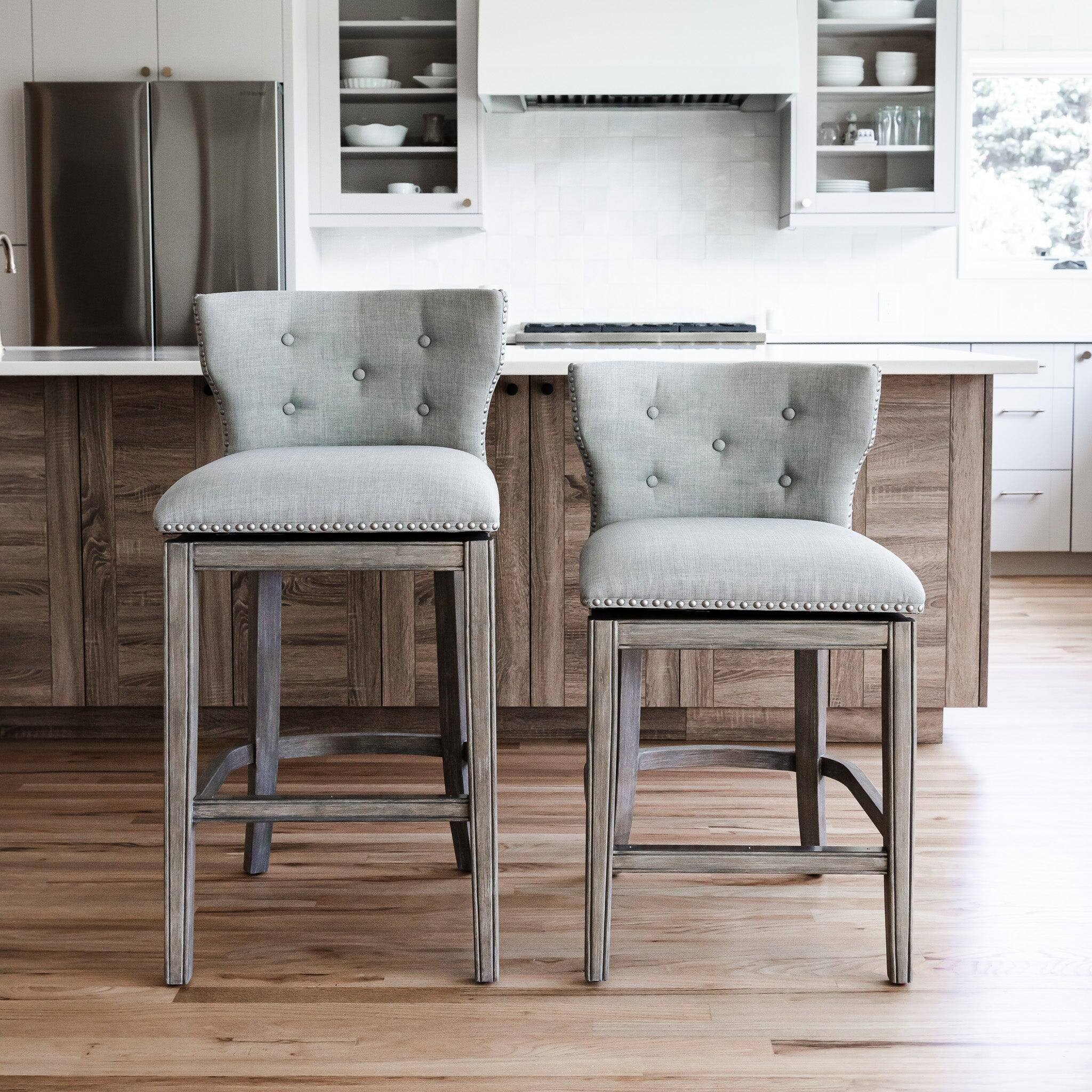 Alt View 2. Maven Lane - 26" Hugo Counter Stool in Reclaimed Oak Finish with Fabric Upholstery - Reclaimed Oak.