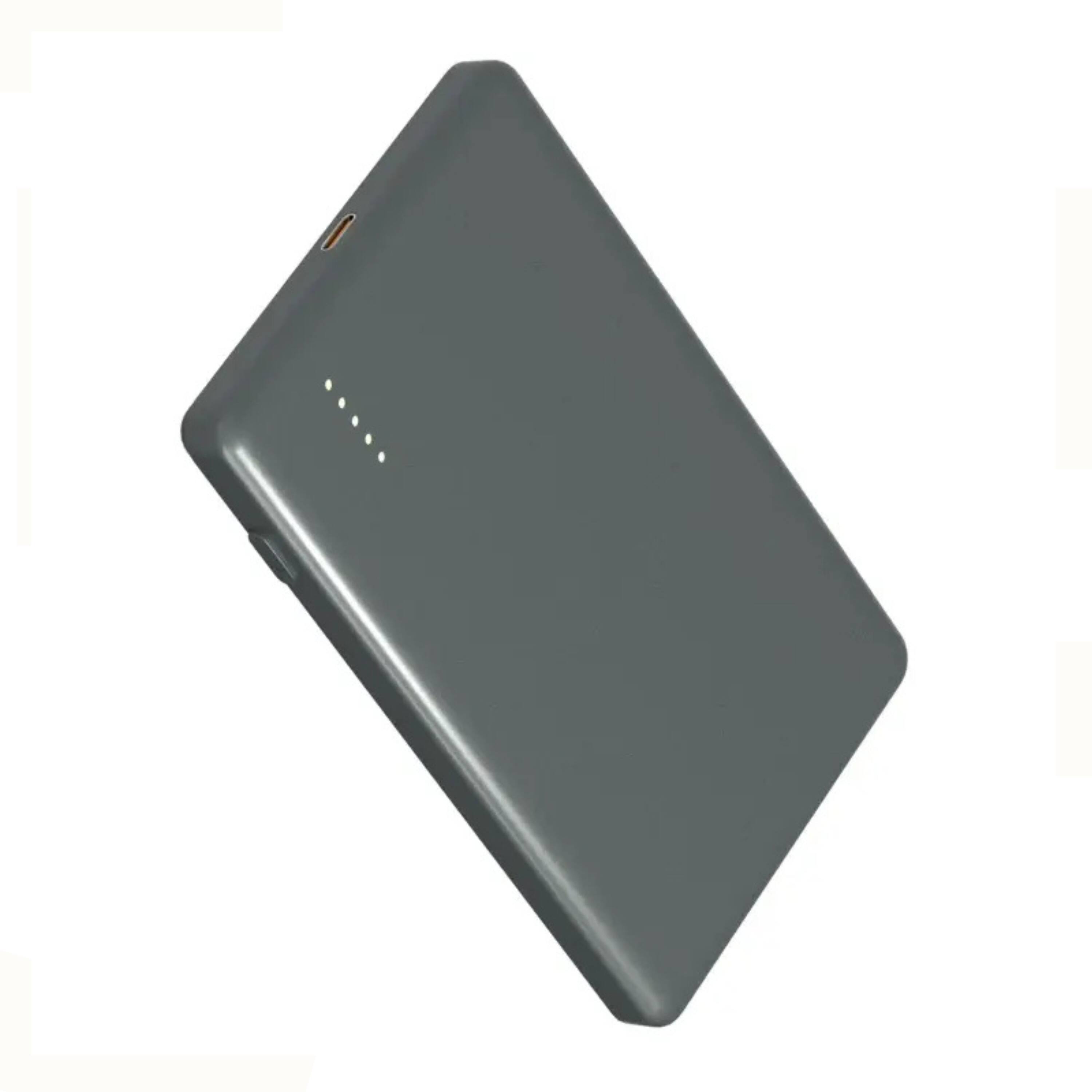 Angle. Kitcheniva - 5000mAh Slim Power Bank 2-in-1 Wireless Fast Charging Portable Black - Gray.