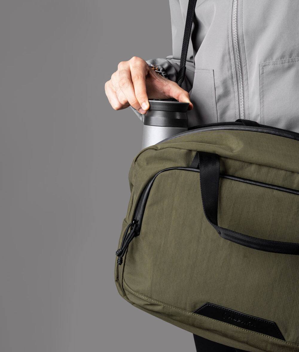 Left. ALPAKA - Bravo Brief 16 Inch Laptop Briefcase,Messenger Bag for Men and Women, Business Shoulder Bag for Work Travel - Green Axoflux 400D Ripstop Nylon.