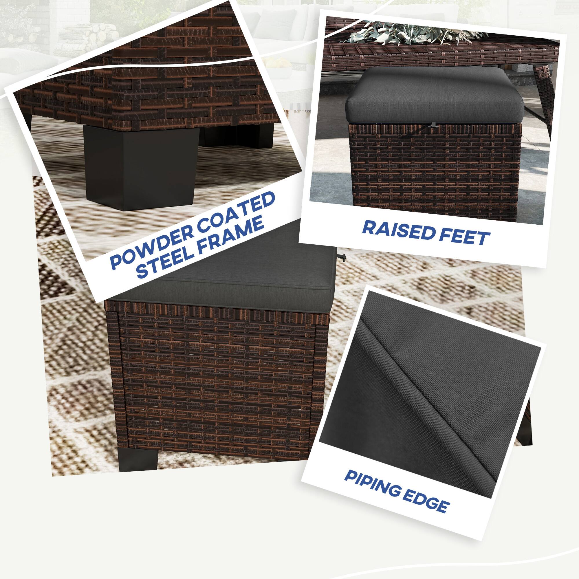 POWDER COATED STEEL FRAME, RAISED FEET, PIPING EDGE