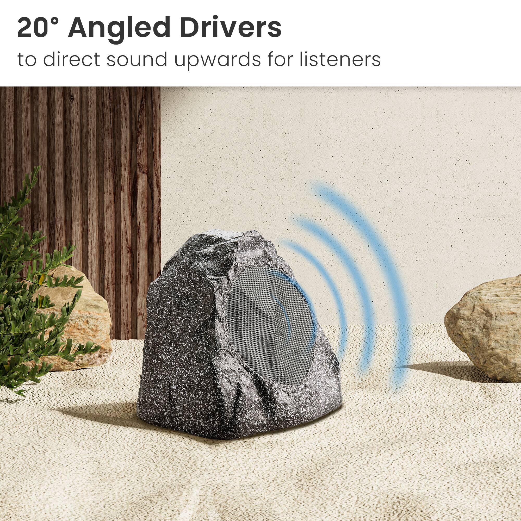 20° Angled Drivers  
to direct sound upwards for listeners