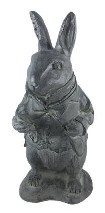 Zeckos - `Alice In Wonderland` Rabbit Garden Statue - RESIN - White