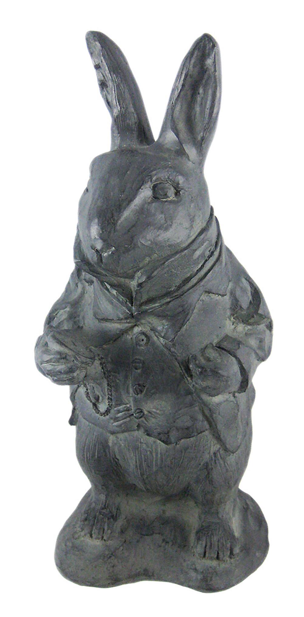 Front. Zeckos - `Alice In Wonderland` White Rabbit Garden Statue - RESIN - White.