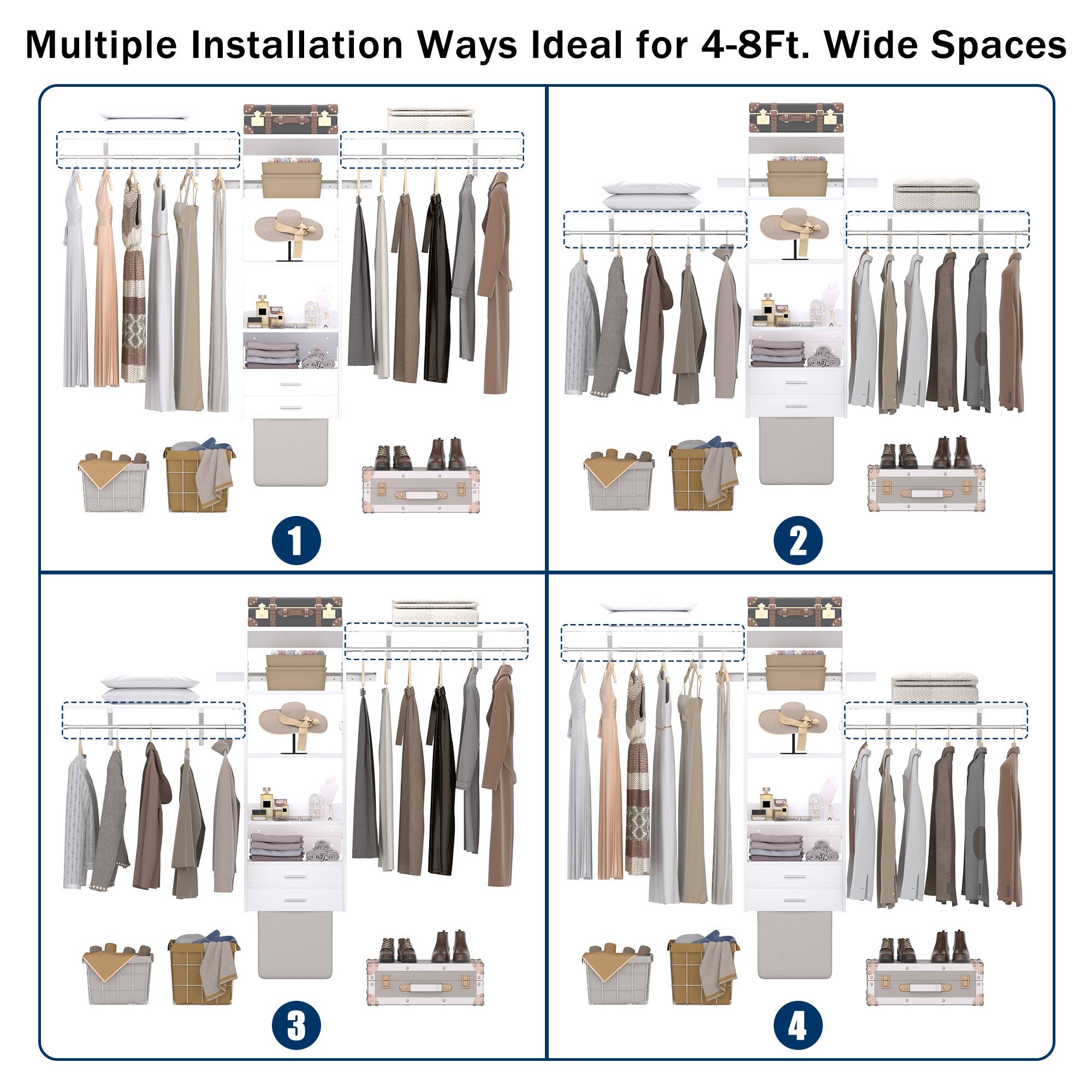 Multiple Installation Ways Ideal for 4-8Ft. Wide Spaces

1

2

3

4