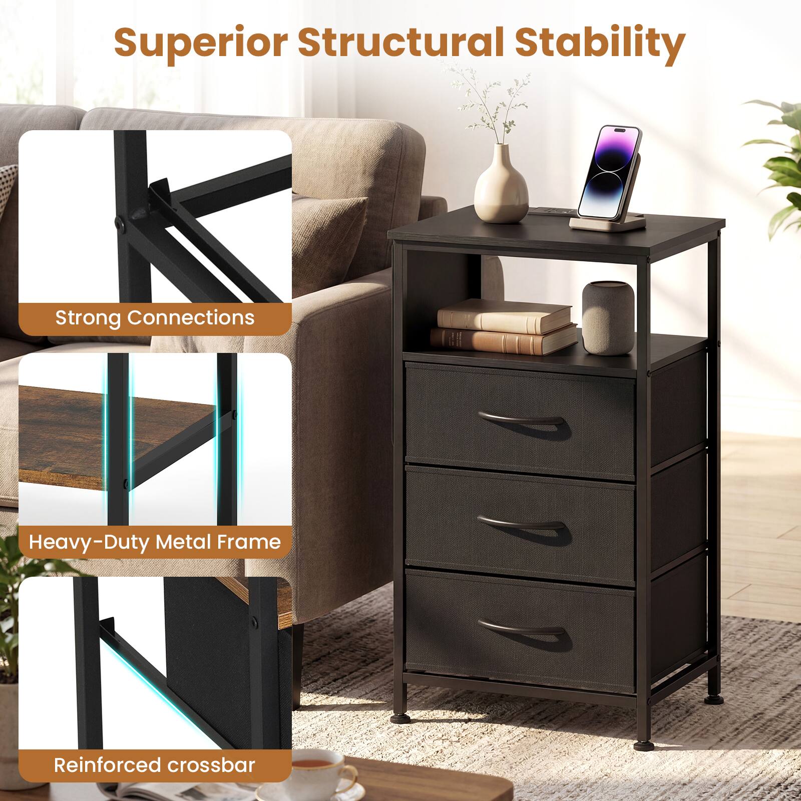 Superior Structural Stability

- Strong Connections
- Heavy-Duty Metal Frame
- Reinforced Crossbar